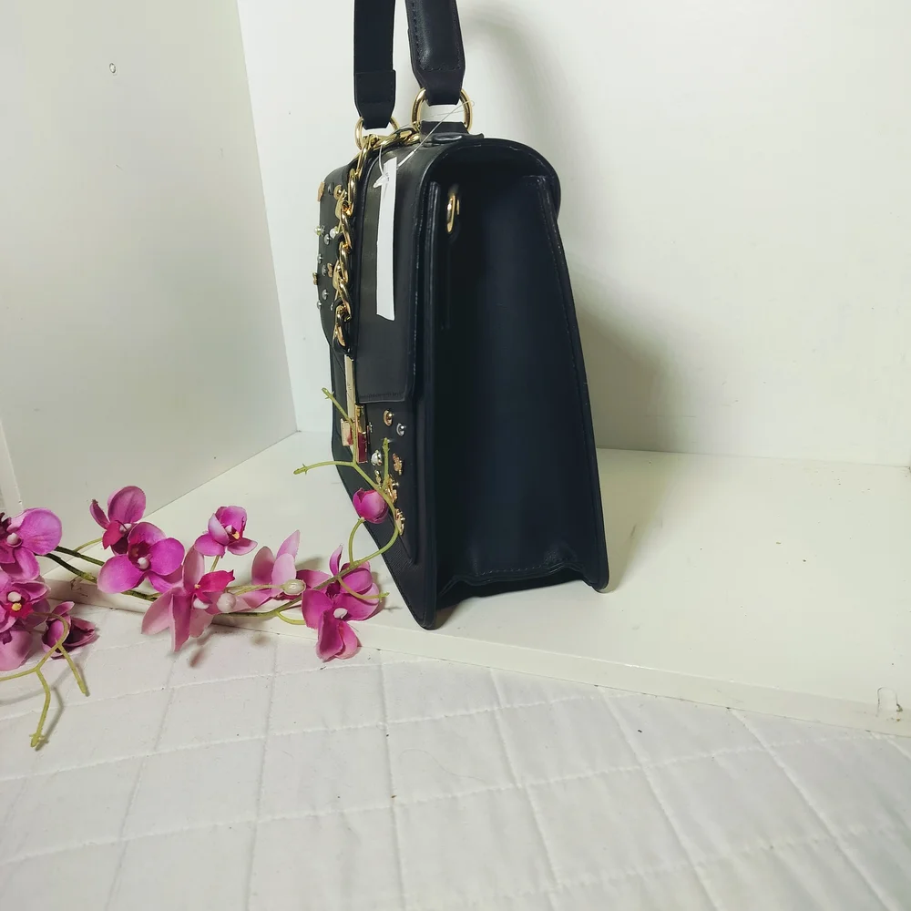 ALDO Black Satchel with Gold Accents - Picture 7 of 7